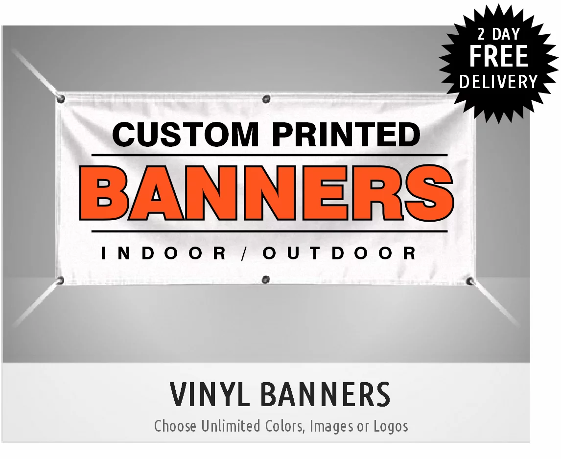 Custom Vinyl Banner with Fast Next Day Printing - Free Overnight Delivery - Copy
